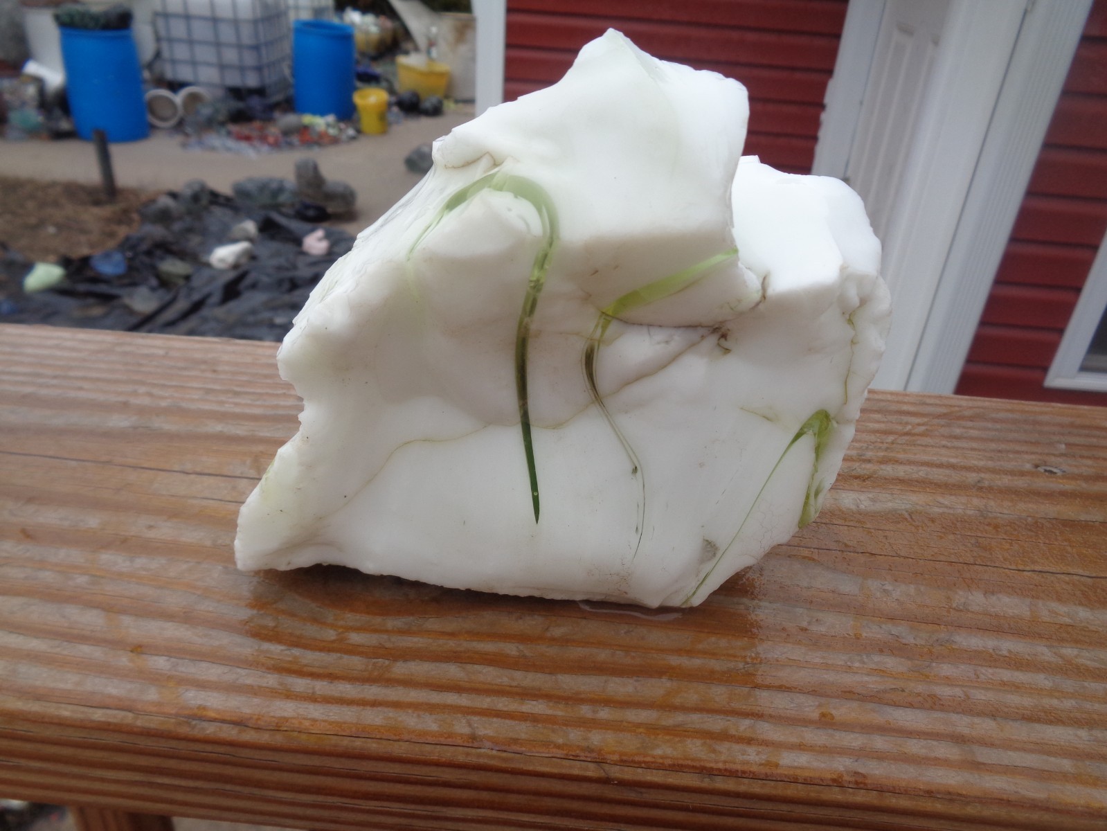 Glass Rock Slag Pretty Opaque White/Gre Swirls 3.14 lbs 96B Rocks Landscap GLOWS