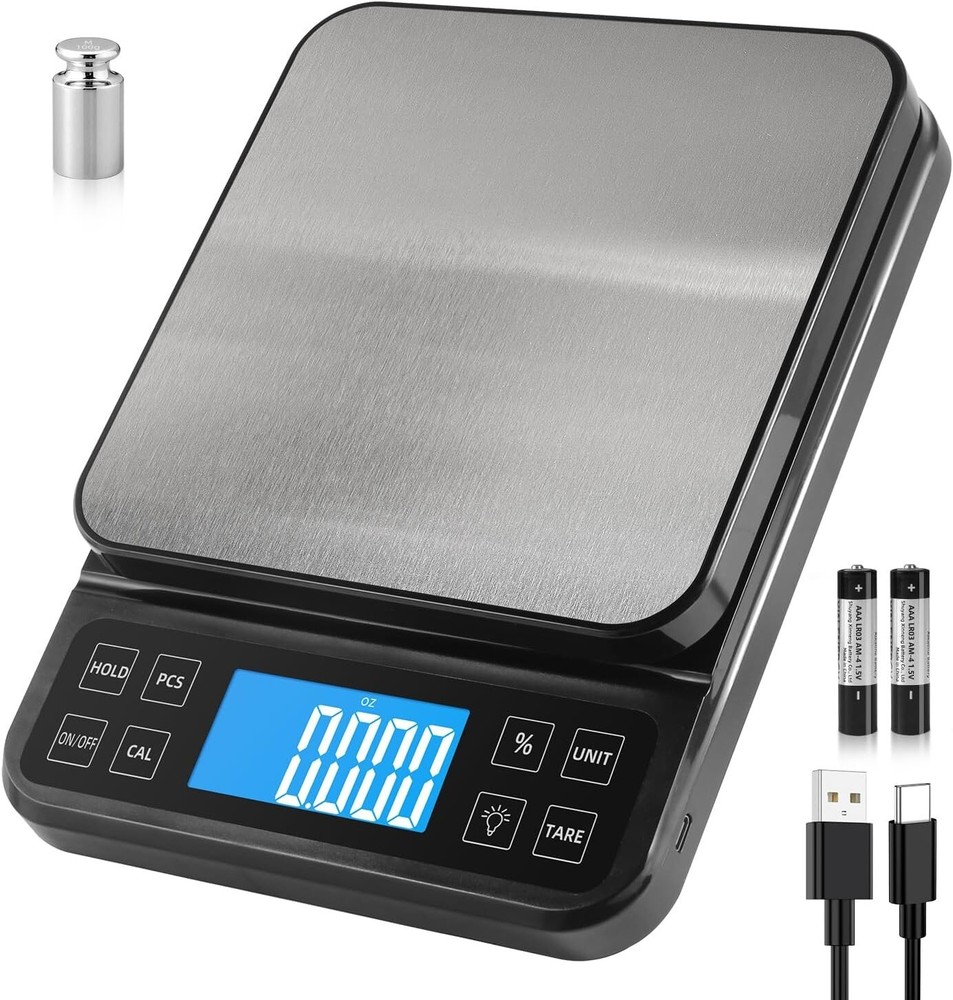 Large 0.1g Accuracy Kitchen Scale - Backlit LCD & Percentage Function for Bakers