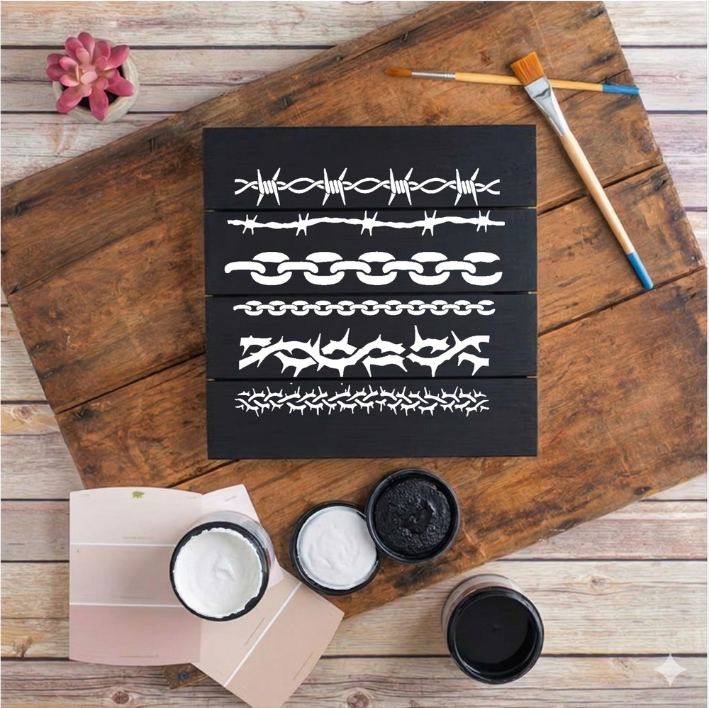 Barb Wire Stencil, Thorns Template, Chains template, Barb Wire Template