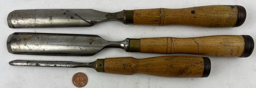 3 James Swan Socket Firmer Gouges with Handles 1 ", 7/8" & 1/4" Ready To Use