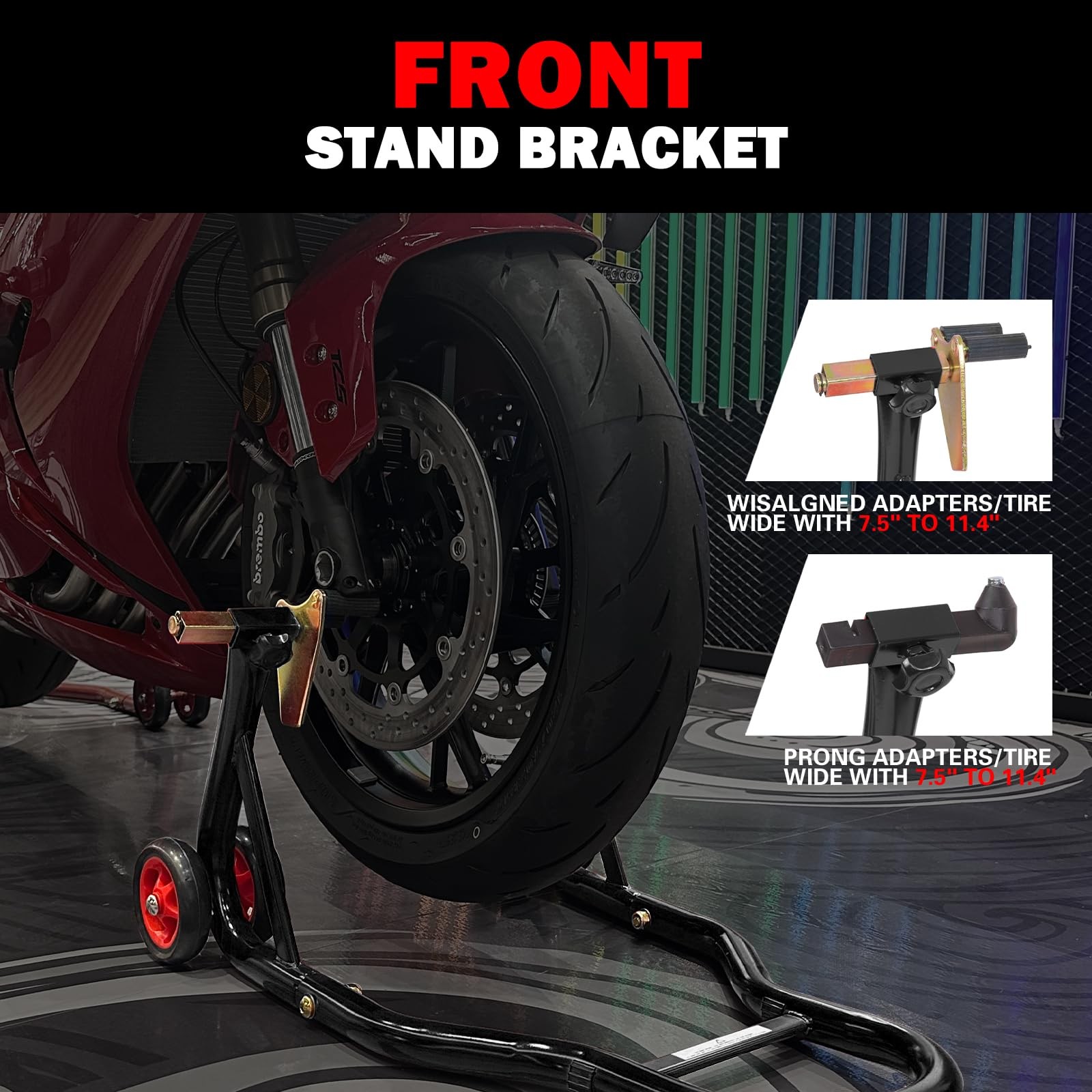 MOTO4U Motorcycle Front & & Rear Stand Black, & Black