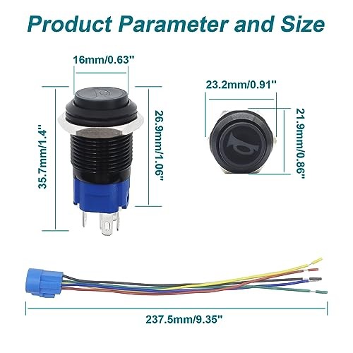 Horn Button, Momentary Push Button Switch, Horn Switch for Car Black