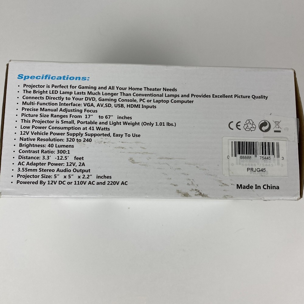 Pyle Mini Video Projector PRJG45 - New Open Box