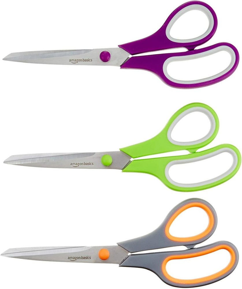 Stainless Steel Scissors 3 Pack Multicolor Office Craft