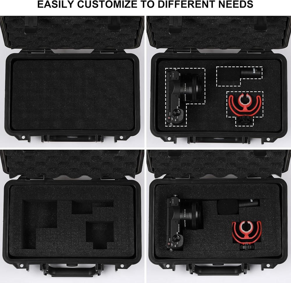 Waterproof Hard Case with Foam Insert Shockproof Tool Storage Box