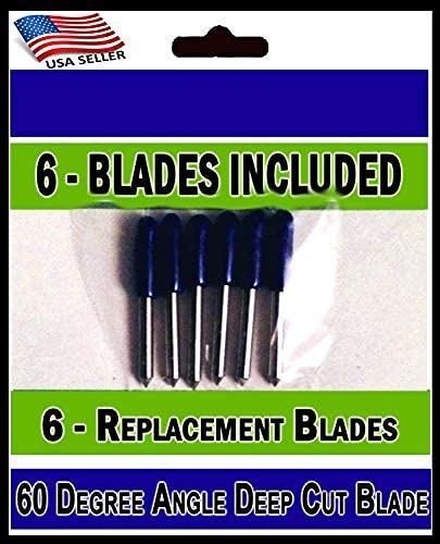 6 Pack Made in USA Deep Cut Point Explore Maker Replacement Blades for Cutting M