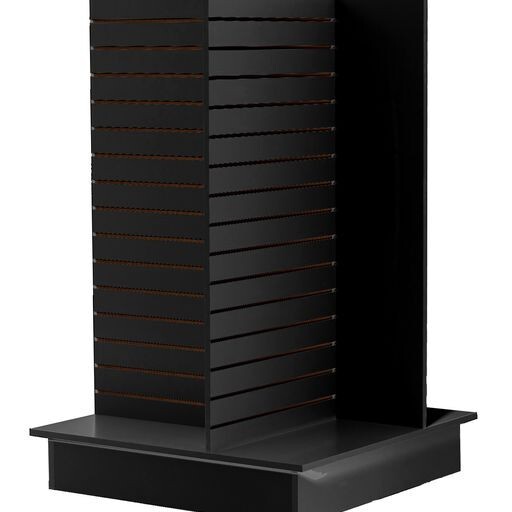 4 Sided Floor Standing 54"H Black Slatwall Display Unit