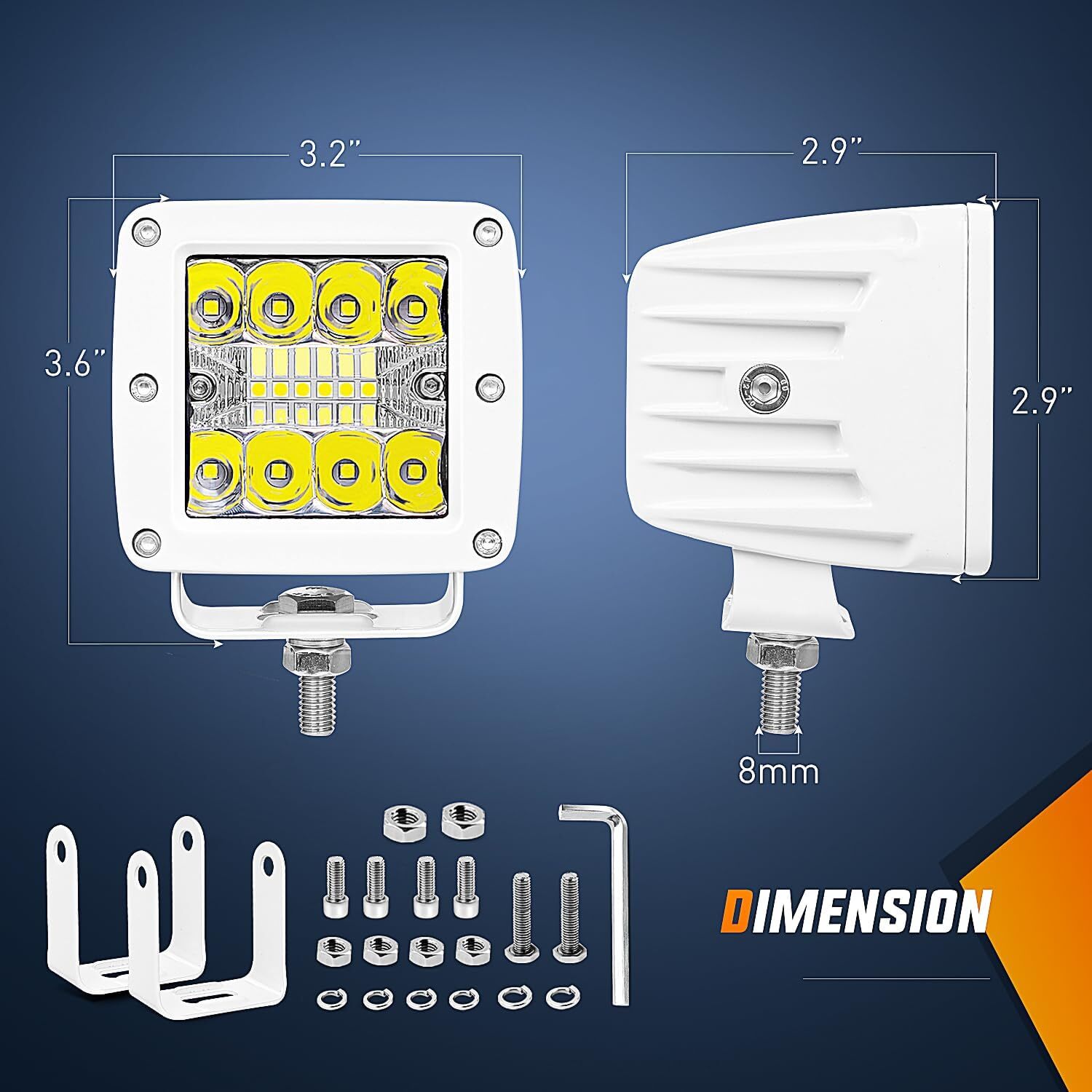 Nilight 2Pcs 3Inch 42W LED Cubes Upgraded Spot Flood Combo Square Driving Lights