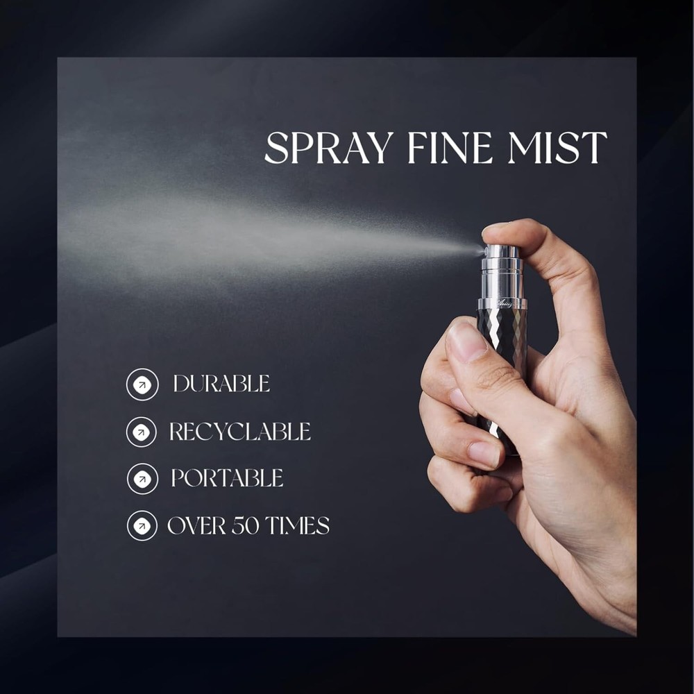 Refillable Perfume Atomizer - Portable, Lightweight, Mist Spray - 0.17fl.oz/5ml