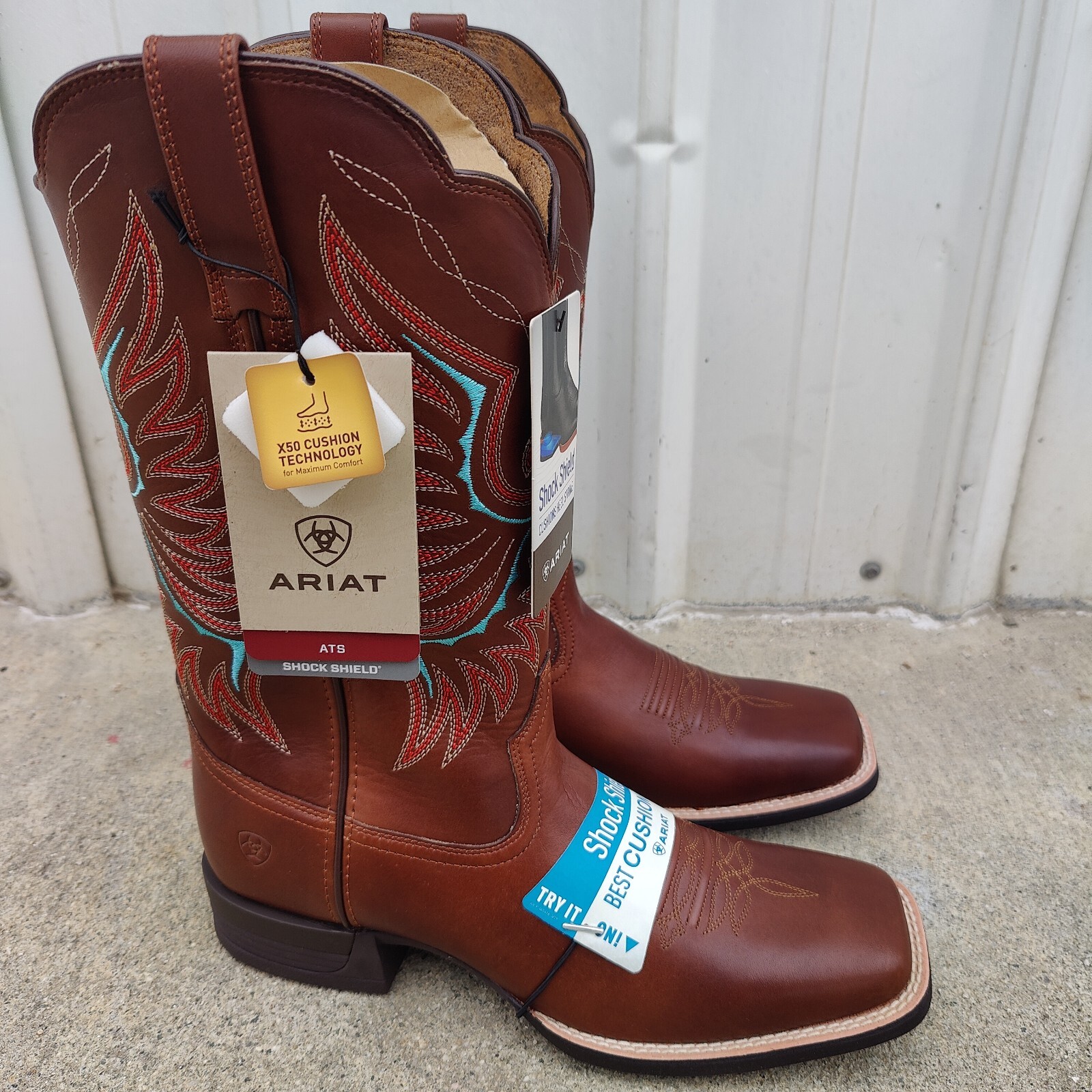 Ariat Rockdale Womens Sz 11 B  Brown Distressed Leather Cowboy 12" Boots 1004238