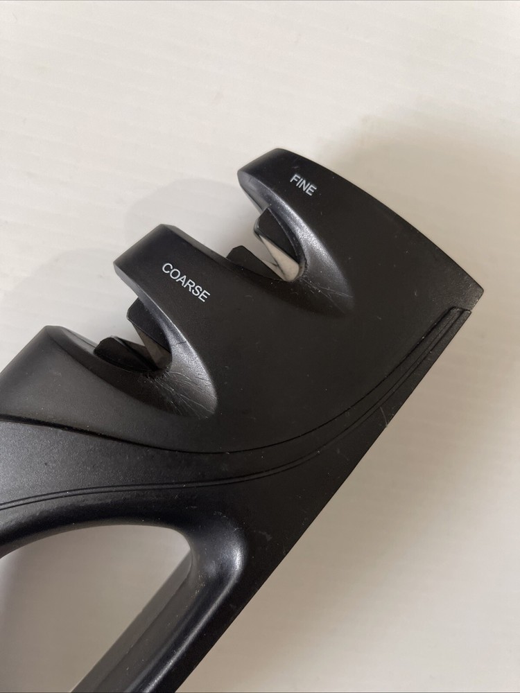 2 Stage Coarse Fine Ceramic Hand Held Knife Black Sharpener