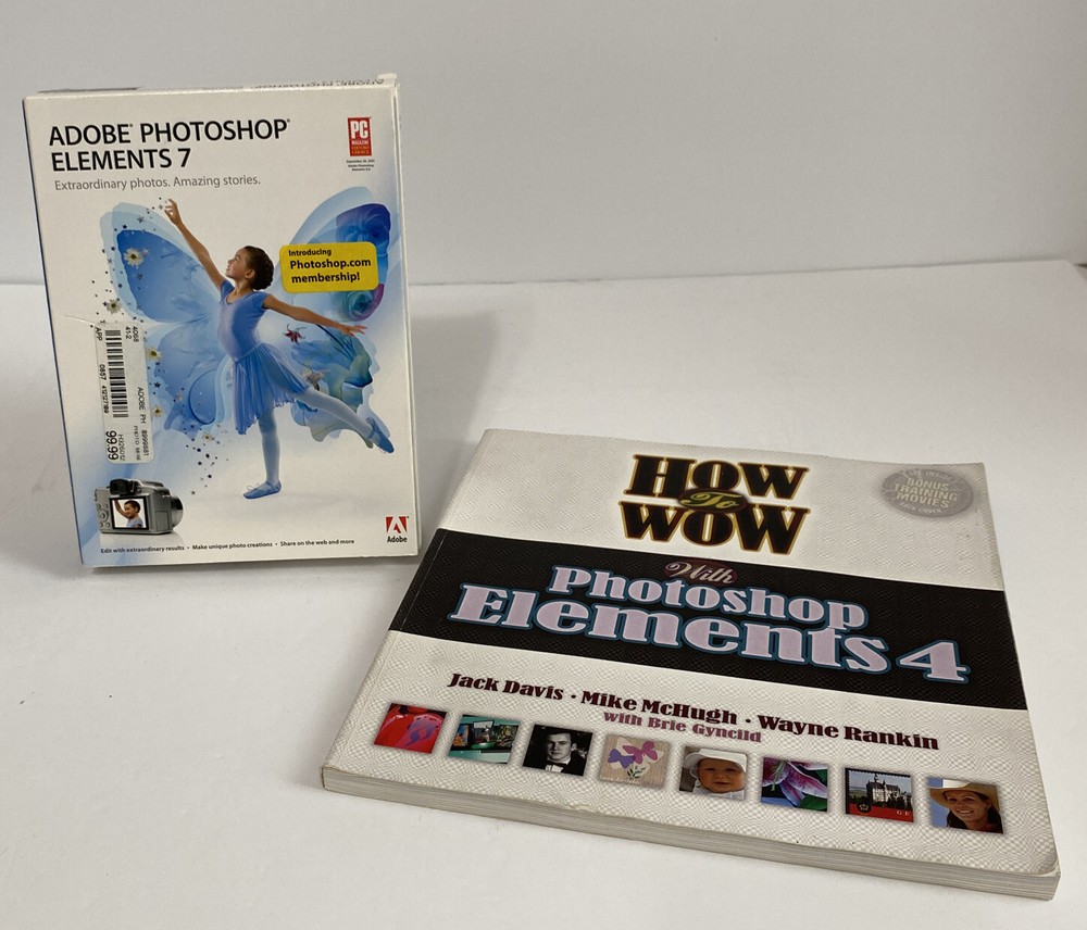 Adobe Photoshop Elements 7 Software Edit Enhance Create Share For PC With BOOK!