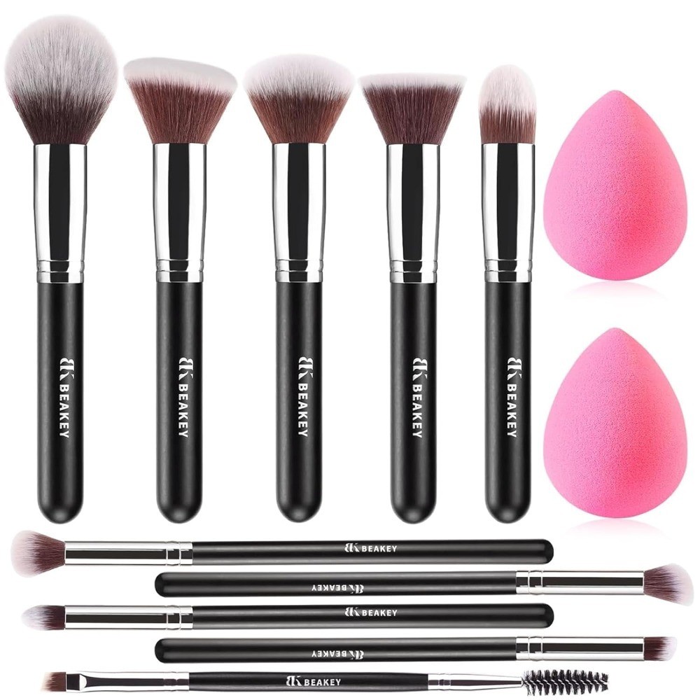 Makeup Brushes Set with 2 Blender Sponge Professional Foundation Eyeshadow