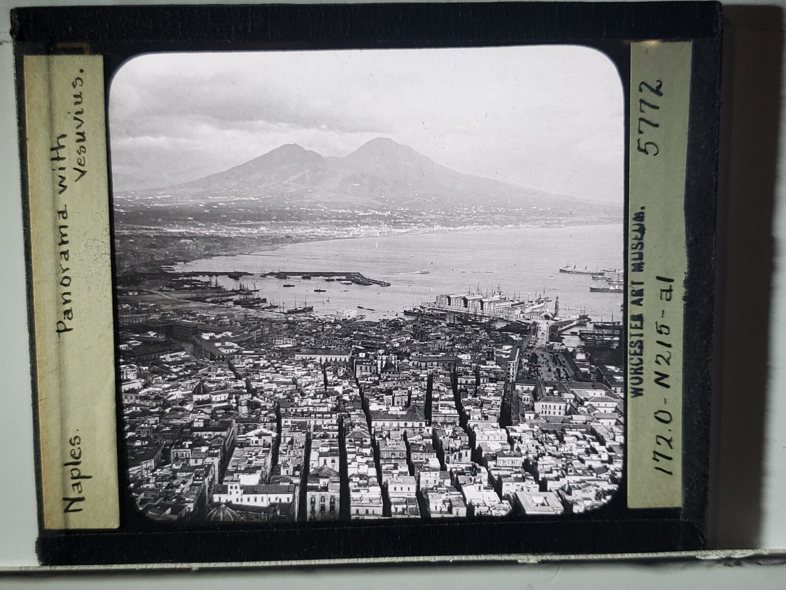 Naples, Italy, Panorama With Vesuvius, Magic Lantern Glass Slide
