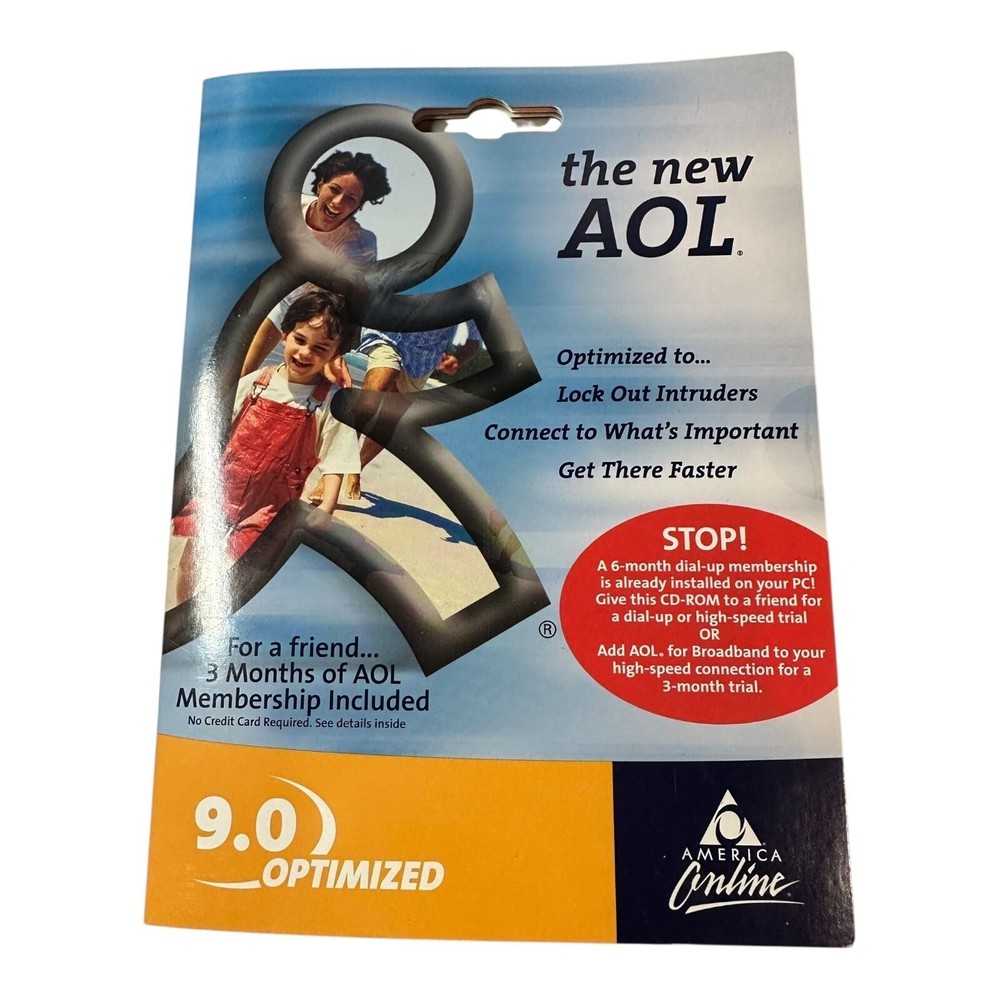 AOL 9.0 Optimized Software New Sealed CD-Rom Vintage
