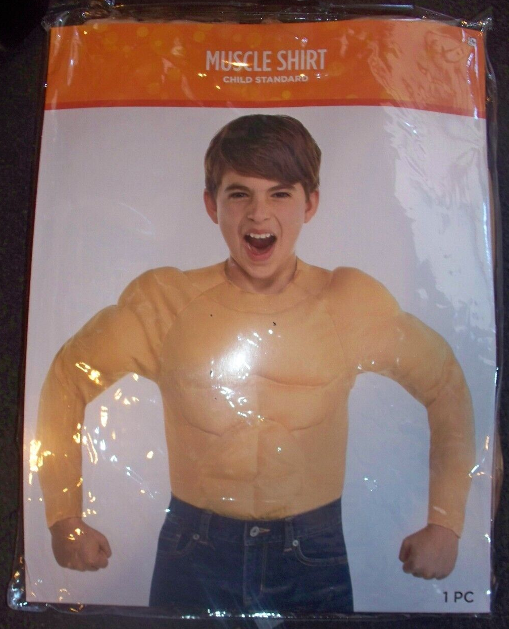 NEW Child Muscle Shirt Costume Kids Up to Size 10 Ripped Chest Abs