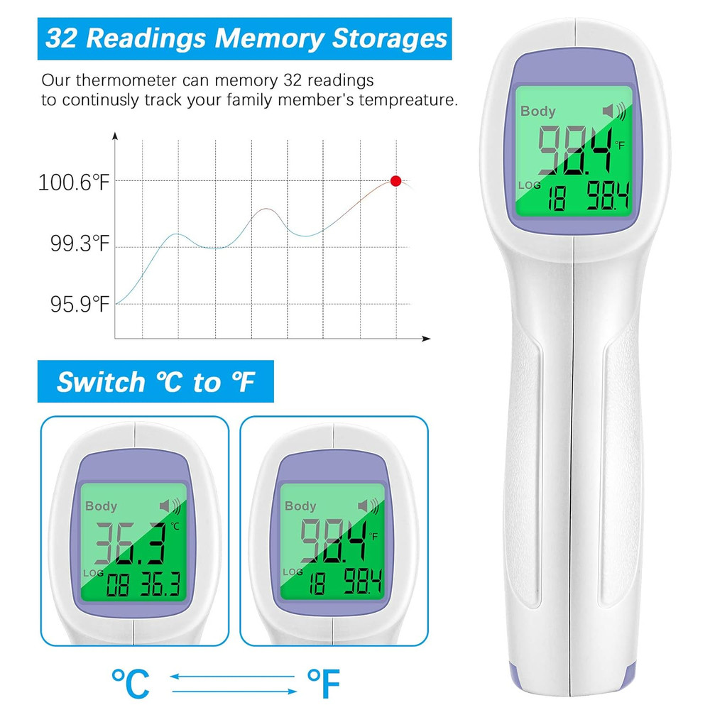 Handheld Non-Contact Digital Forehead Thermometer LCD Display