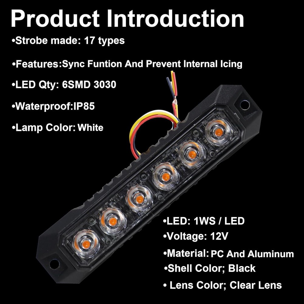 4PCS 6-LED Sync Flash Grille Light | Fits Trucks SUVs