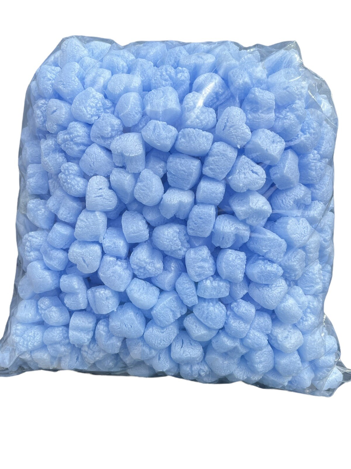FunPak Packing Peanuts Blue Heart Shape MiniPack .6 cu ft Biodegradable