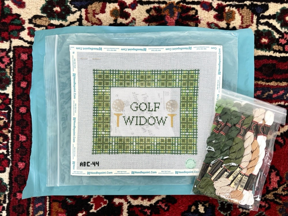 Atlantic Blue Canvas Golf Widow Needlepoint Kit Canvas & Thread