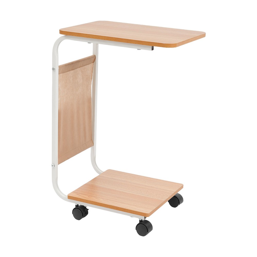 C-Shaped Side Table Sofa Bed Side Table With 4 Wheels Coffee Table Laptop Stand