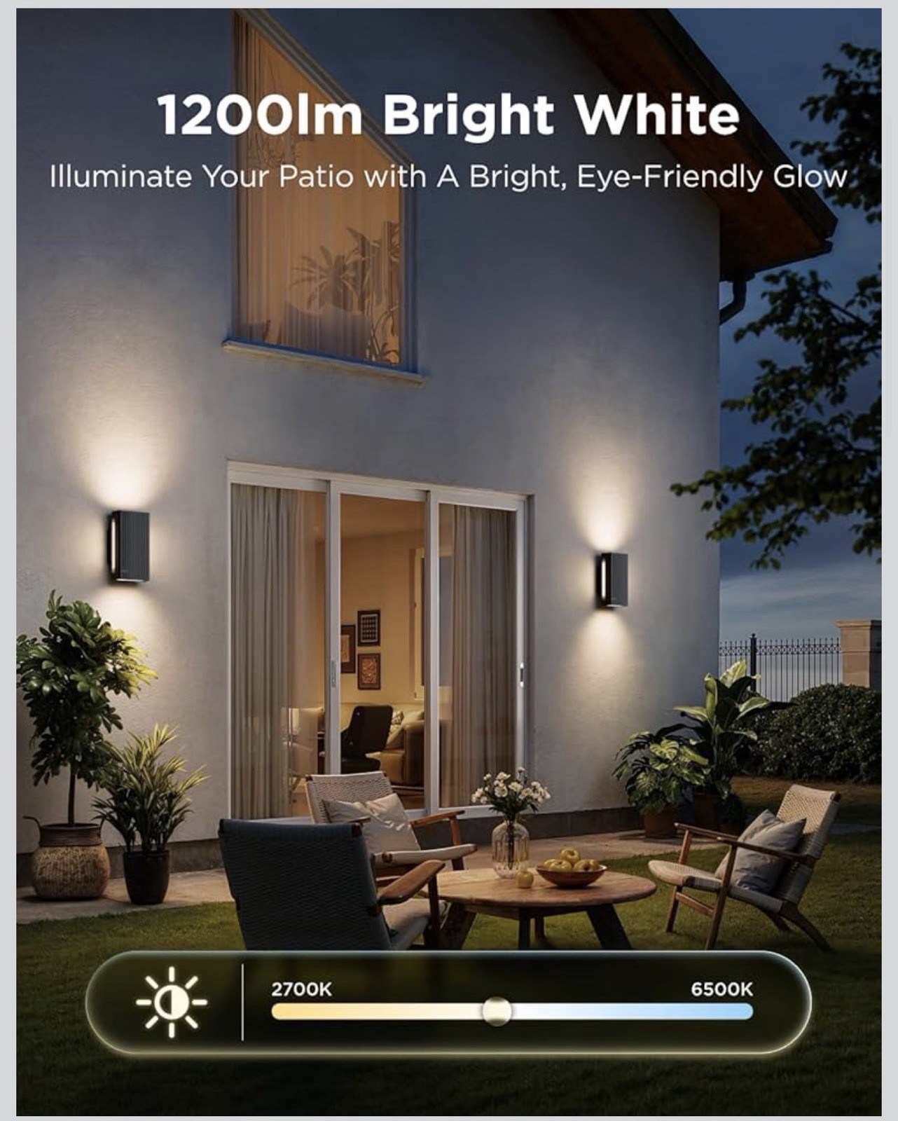 Govee Smart LED Outdoor UpDown Wall Light App Voice IP66 1200lm Multicolor