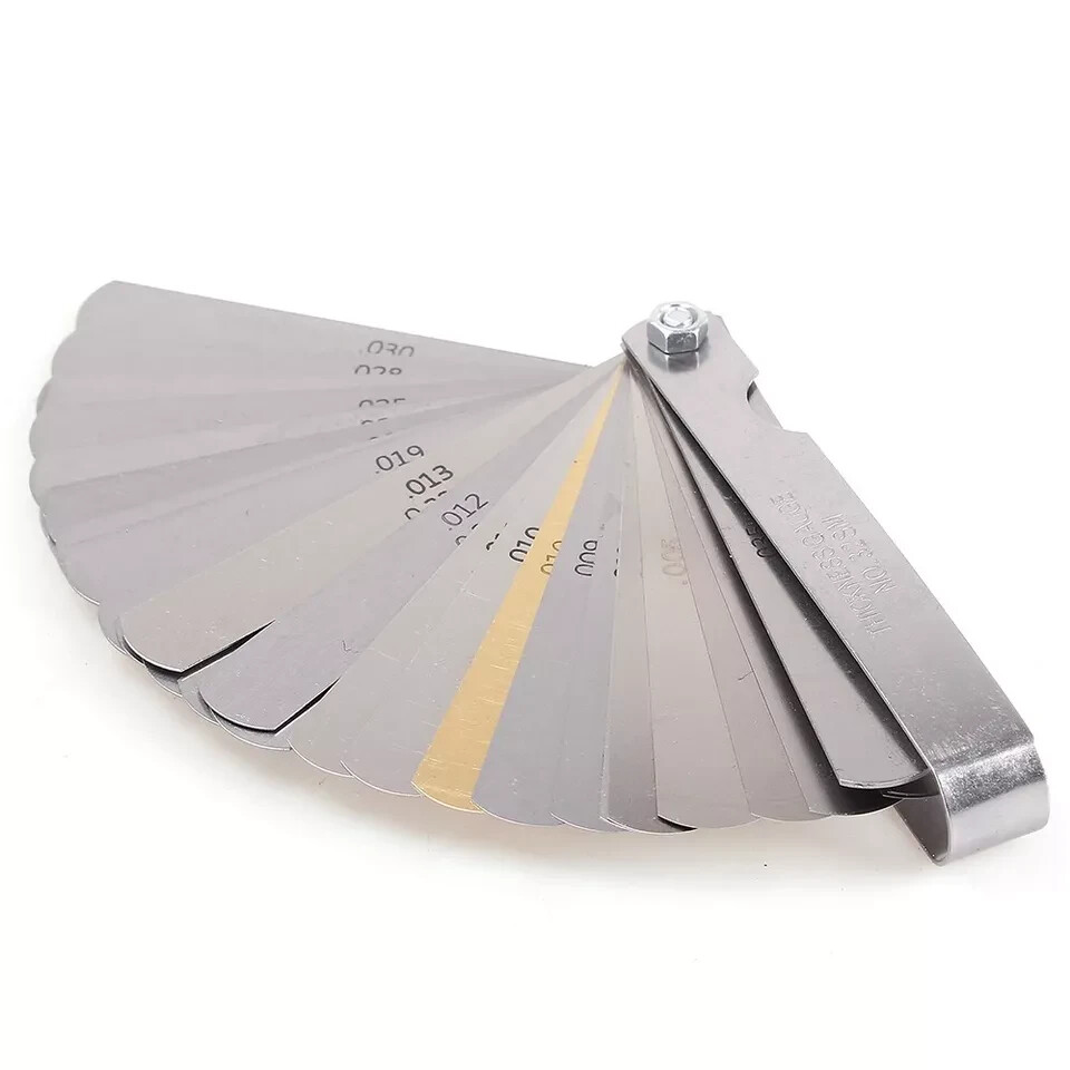 32 Blade Feeler Filler Gauge Spark Plug Gap Metric Imperial Measuring Brass Tool