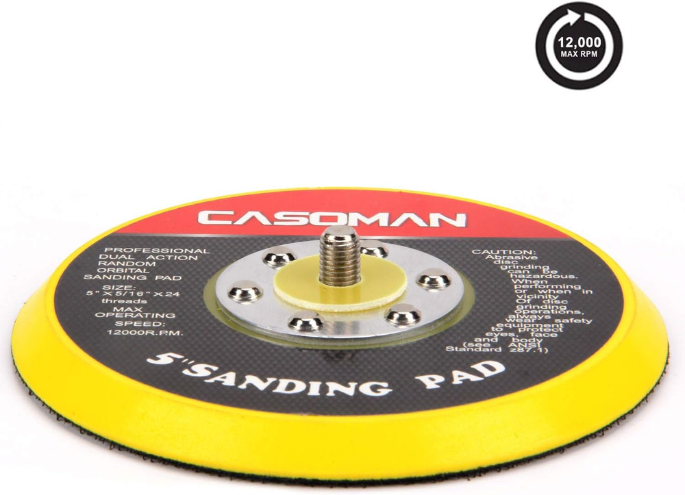 5-Inch DA Polisher & Sander Pad - Hook & Loop Face - Random Orbital Backing Plat