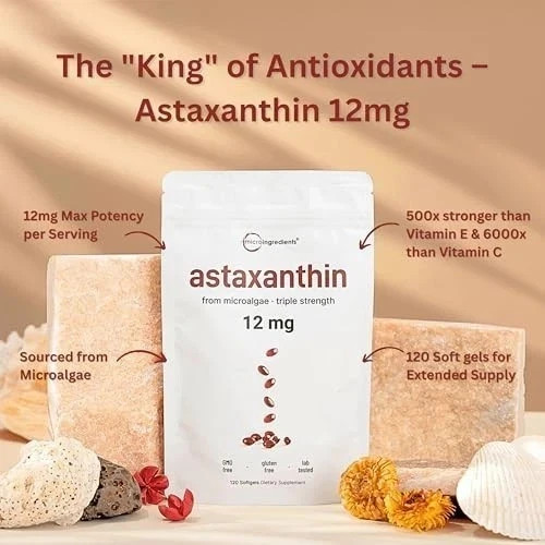 2 Pack | Astaxanthin 12mg, 120 Softgels, 4 Month Supply-NEW FREE SHIPPING