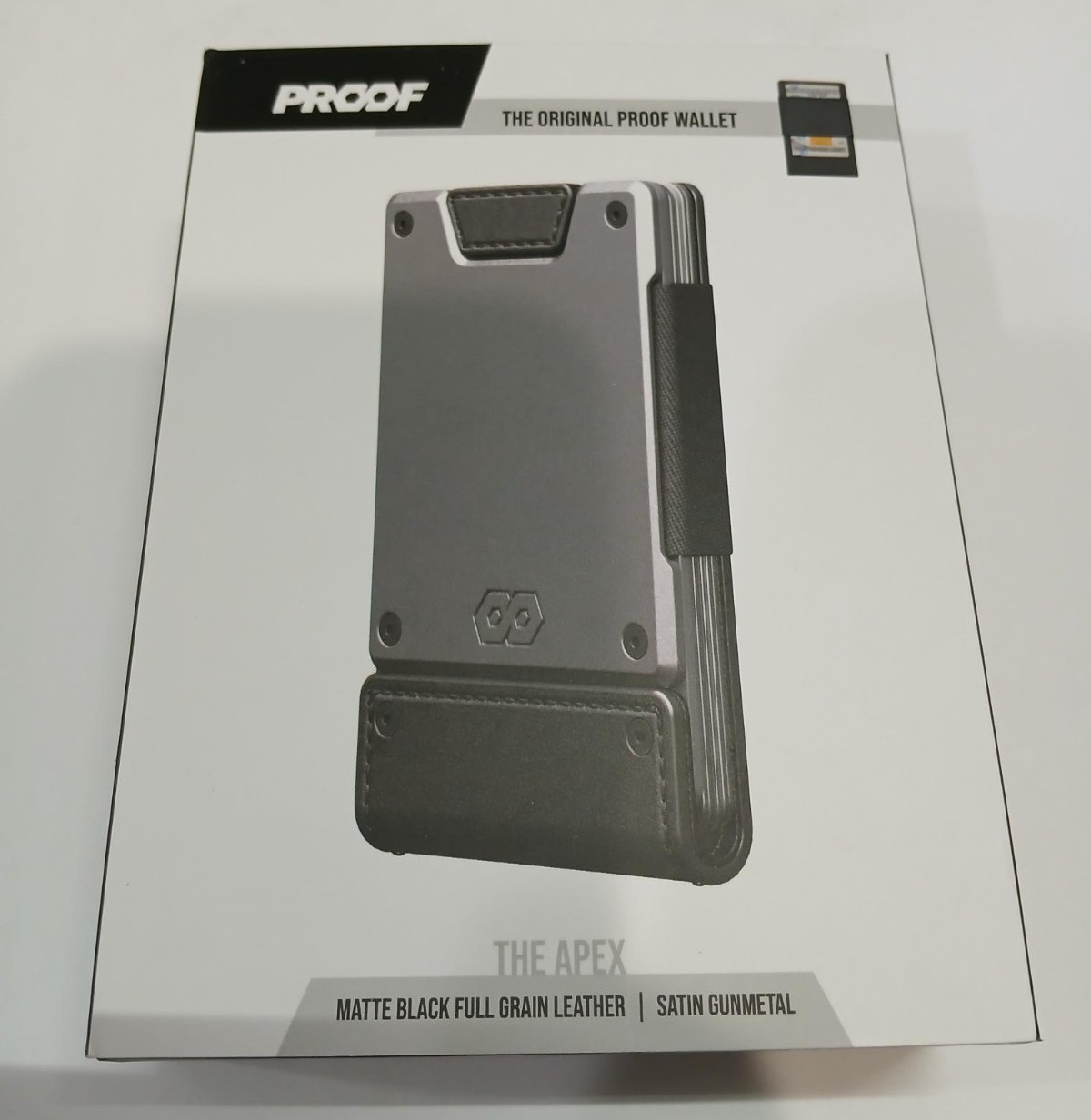 Proof wallet THE APEX Matte Black Full Leather Satin Gunmetal