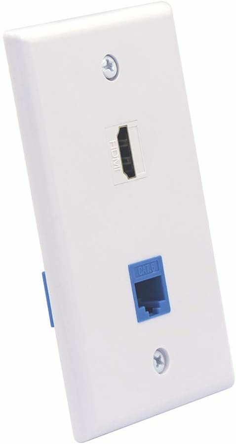 HDMI and RJ45 CAT6 Ethernet Wall Plate 2-Port Insert Keystone Female to Female