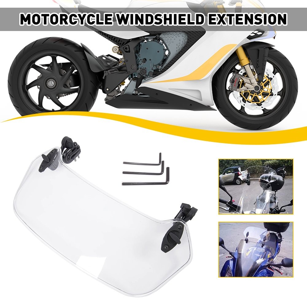 Motorcycle Universal Clip On Wind screen Windshield Deflector Extension Spoi