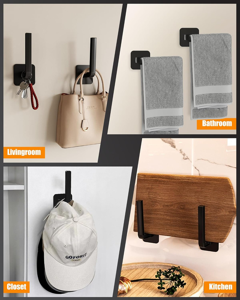 Hat Rack for Hat Storage (4-Pack), Multi-Purpose Hat Organizer, Strong Adhesive