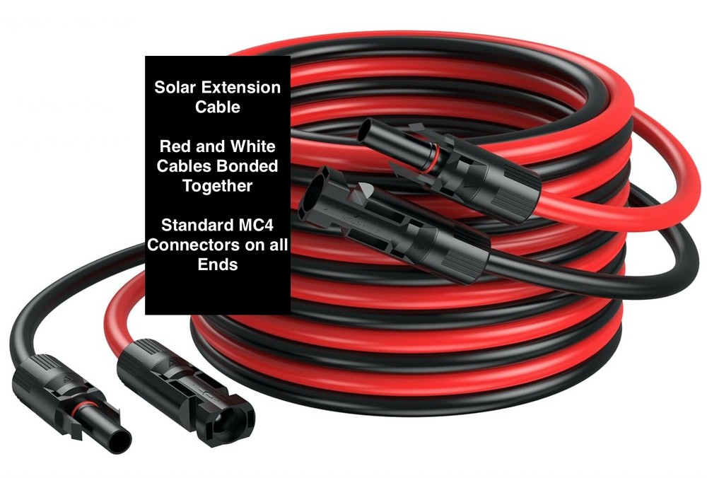 75ft Black + Red 10AWG Solar Panel Extension Cable Flexible Wire Connectors