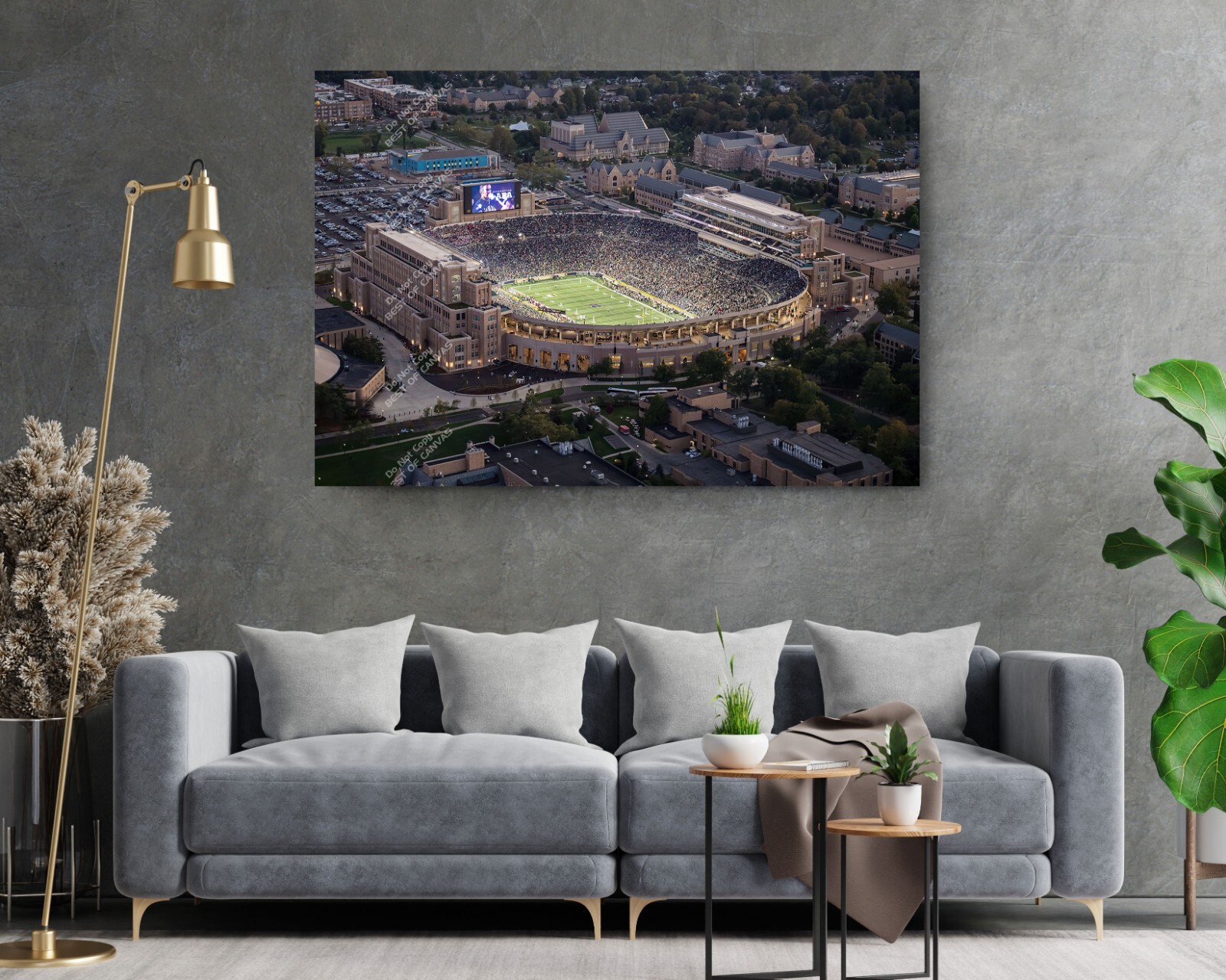 Notre Dame Football Stadium Aerial View Canvas Decor Art Print Room Painting
