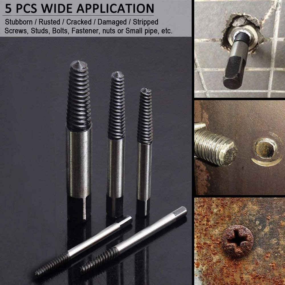 Damaged Screw Extractor Get Out Drill Bits 6 PCS Tool Set Broken Bolt Remover