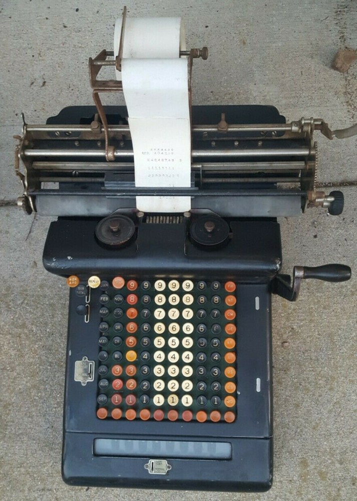 Antique Burroughs Adding Machine W/ Rare Book Keeping Customizations
