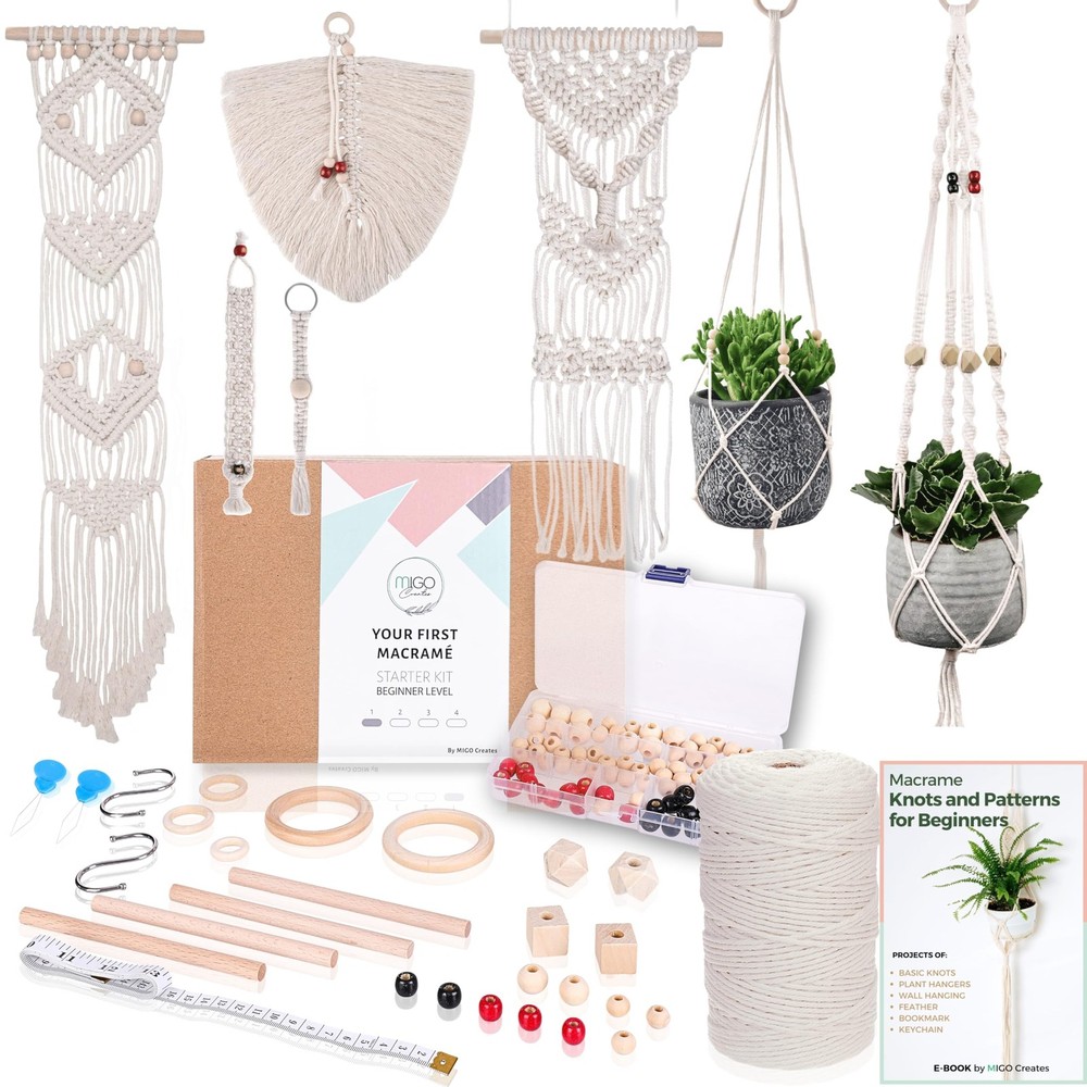 Macrame Kits for Adults Beginners with 126 Macrame Supplies and 7 Projects E-...