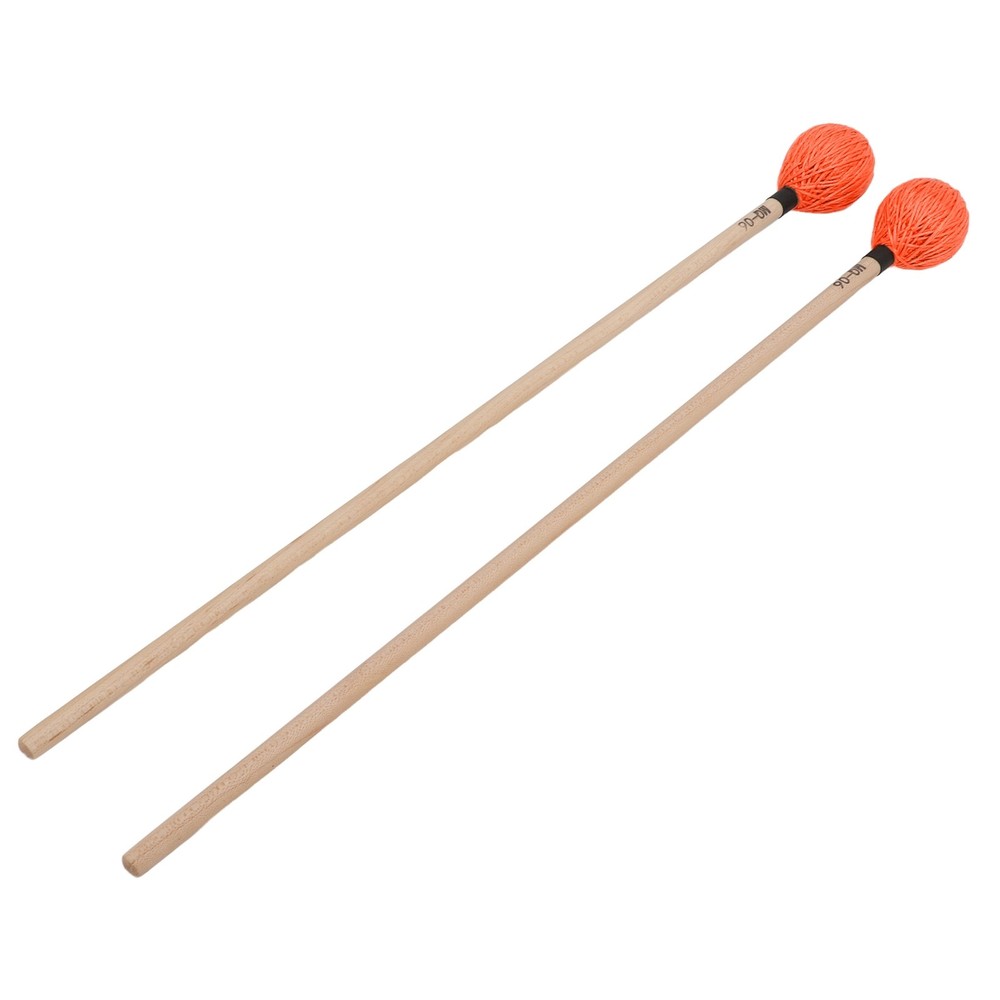 1 Pair Medium Hard Marimba Mallets For Percussion Playing Orange Excellent