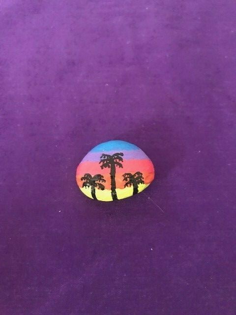 Painted Sunset Palm Tree Rocks