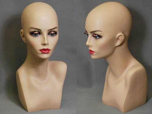 2PCS Female Mannequin Head Bust Wig Hat Jewelry Display Skin #MD-PH17 X2