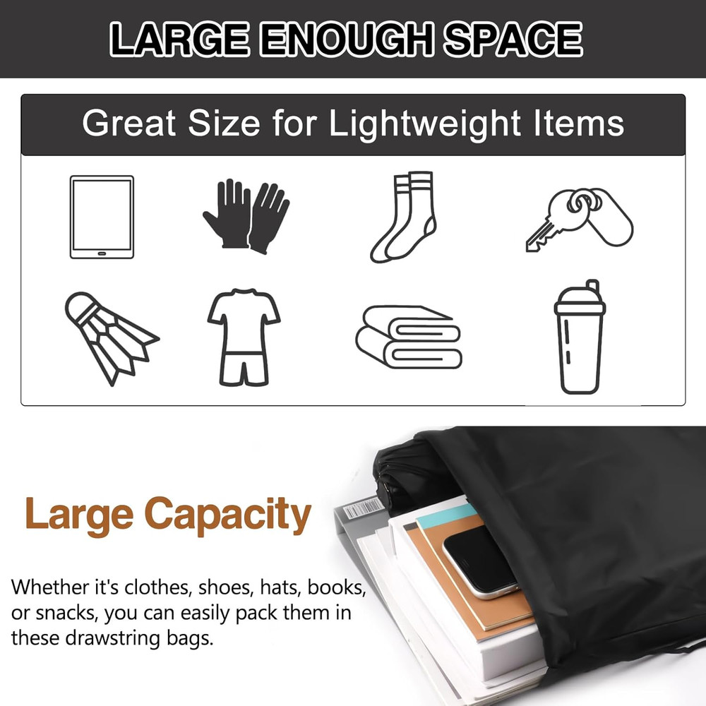 Drawstring Backpack 6Pcs Drawstring Gym Bags Black Draw String Bags Drawstring B