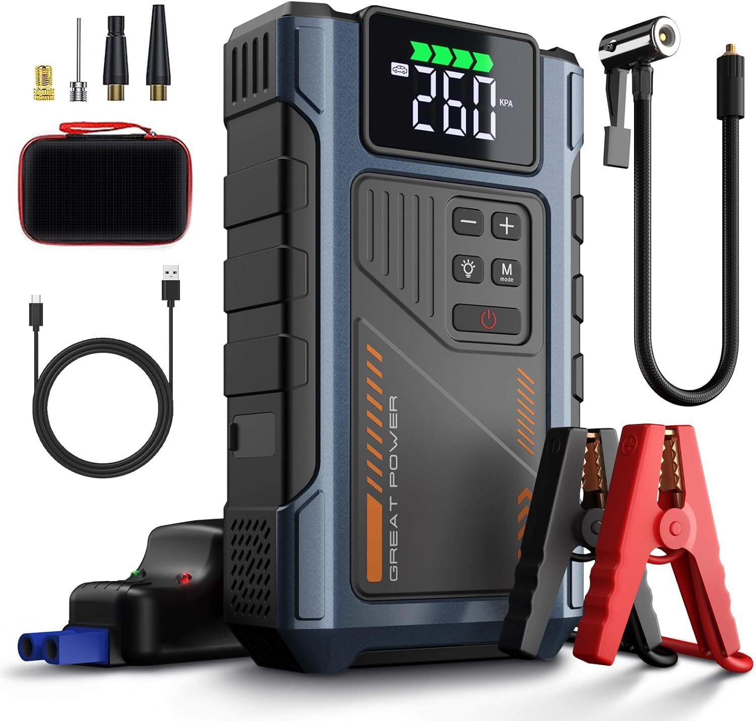 4000A Jump Starter with Air Compressor with 150PSI Tire Inflator Jump Box Charge