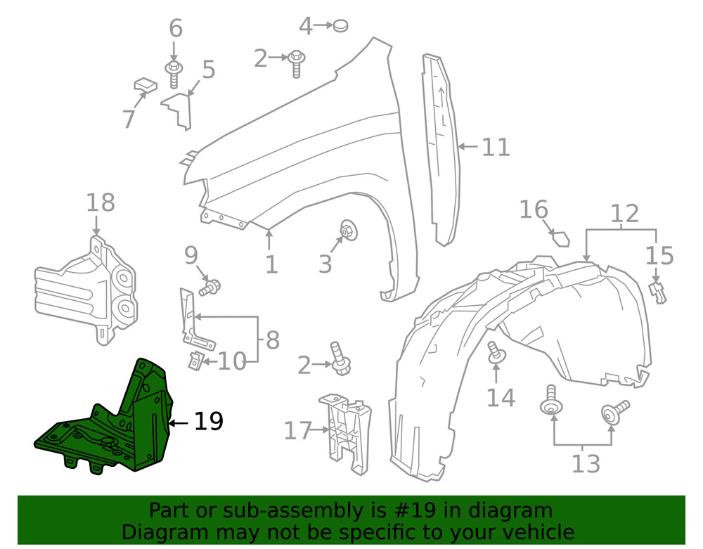 Genuine GM Front Driver Side Wheelhouse Panel Bracket 84455535
