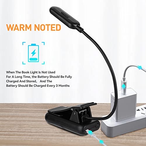 Amber Rechargeable Reading Light, Blue Light Blocking Book Light, 1-Pack Black