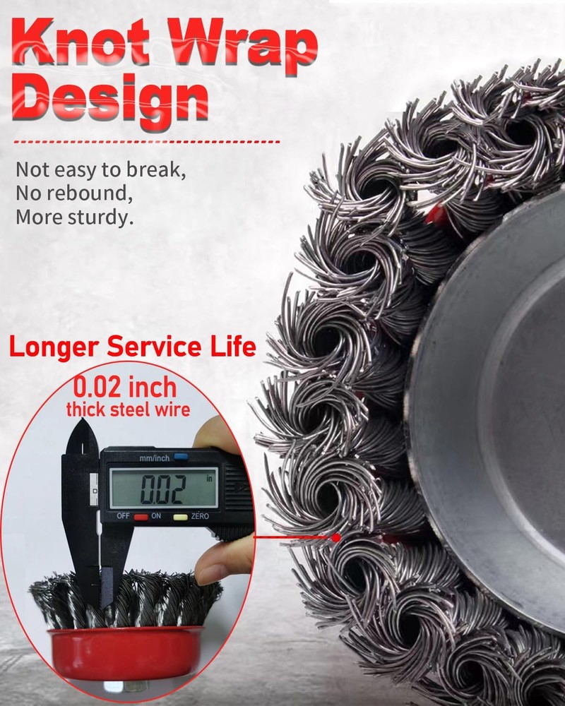 4" Wire Wheel Cup Brush, Coarse Twisted Knotted for Angle...
