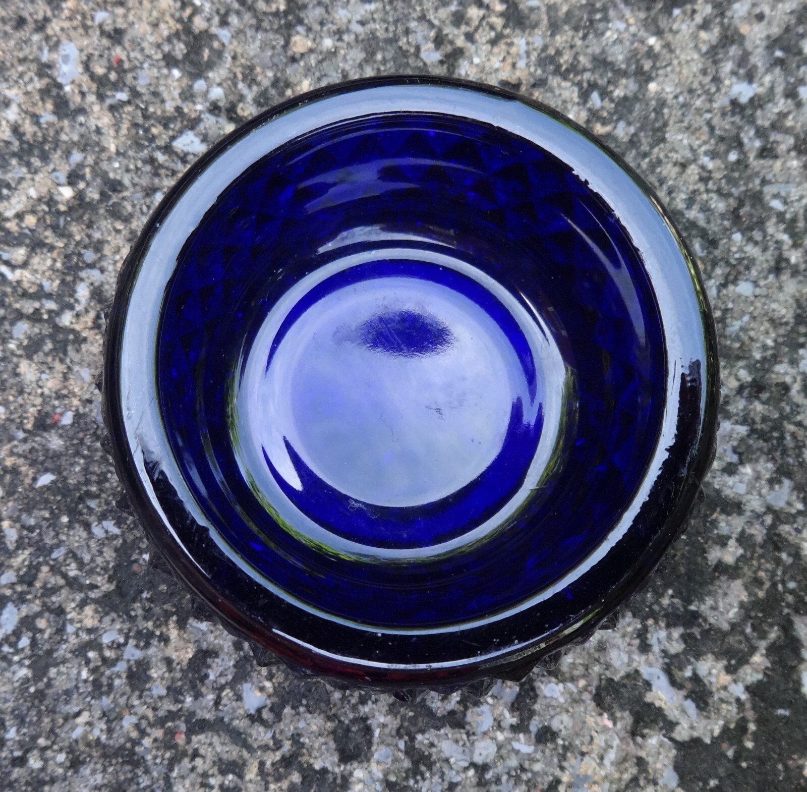Cobalt Blue Glass Open Salt Dip, Cellar, Dish w/Diamond Point Pattern!