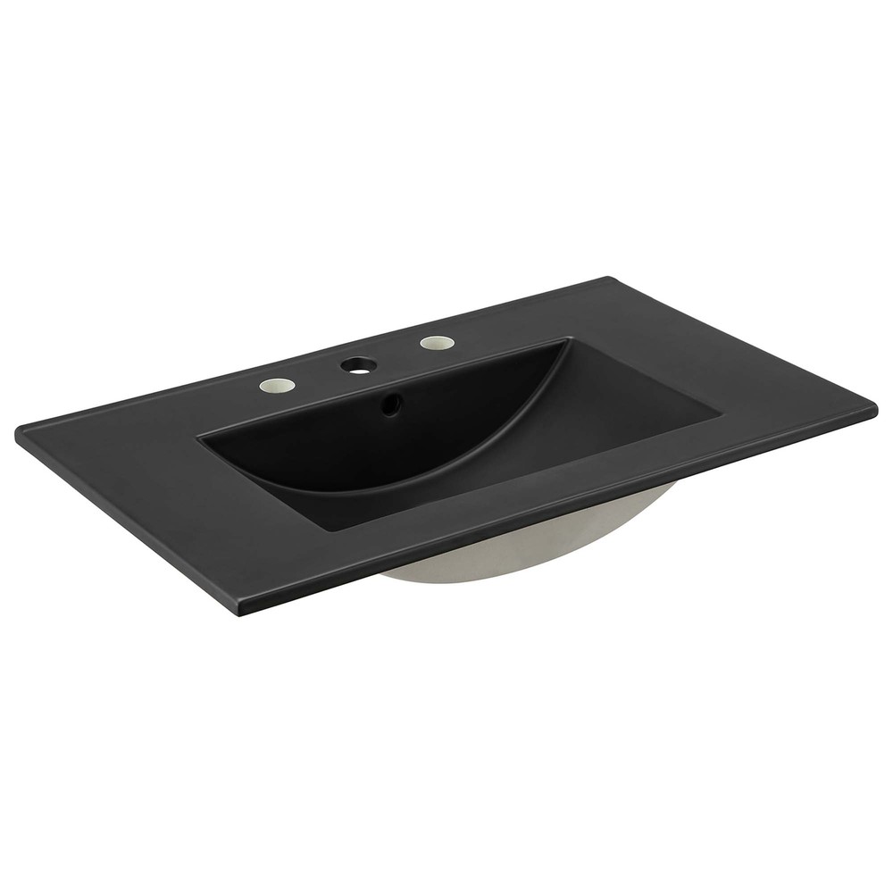 Modway Cayman Modern 30" Bathroom Sink in Black With Rectangular Basin