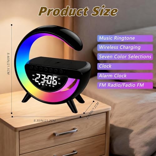 Smart Wireless Charging Table Lamp, Multifunctional Bluetooth Speaker & biack