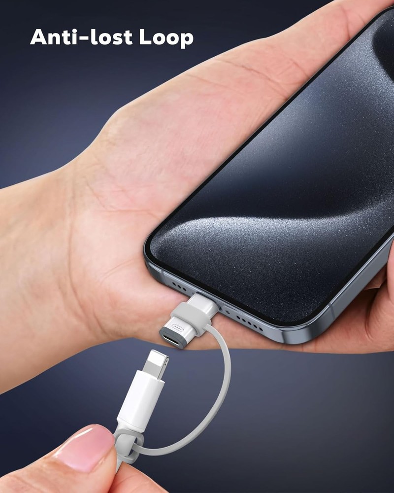 MoKo Lightning to USB C Adapter 4Pack, NOT for 4 Pack, White + Gray
